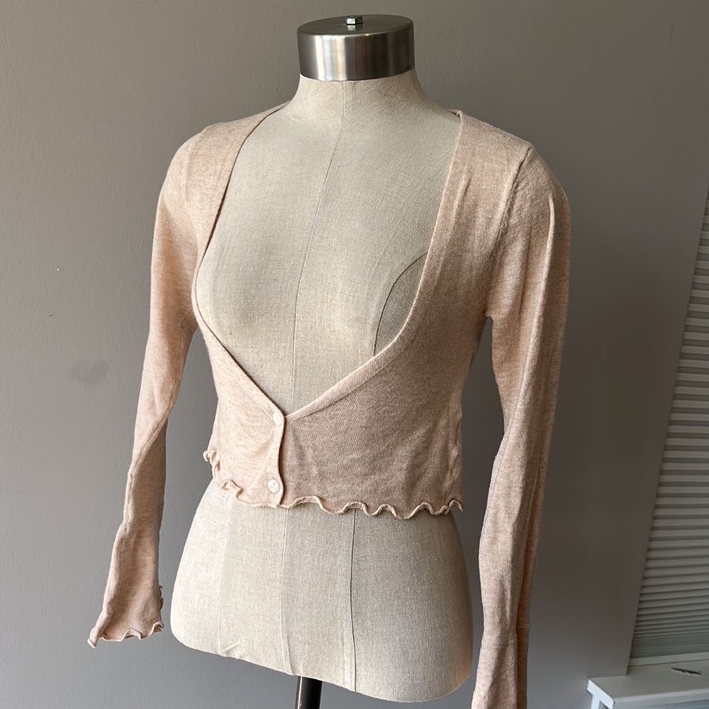 SHEIN Soft crop cardigan beige. NWOT